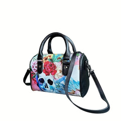 Halloween Skull Print Handbag Gothic Crossbody Bag