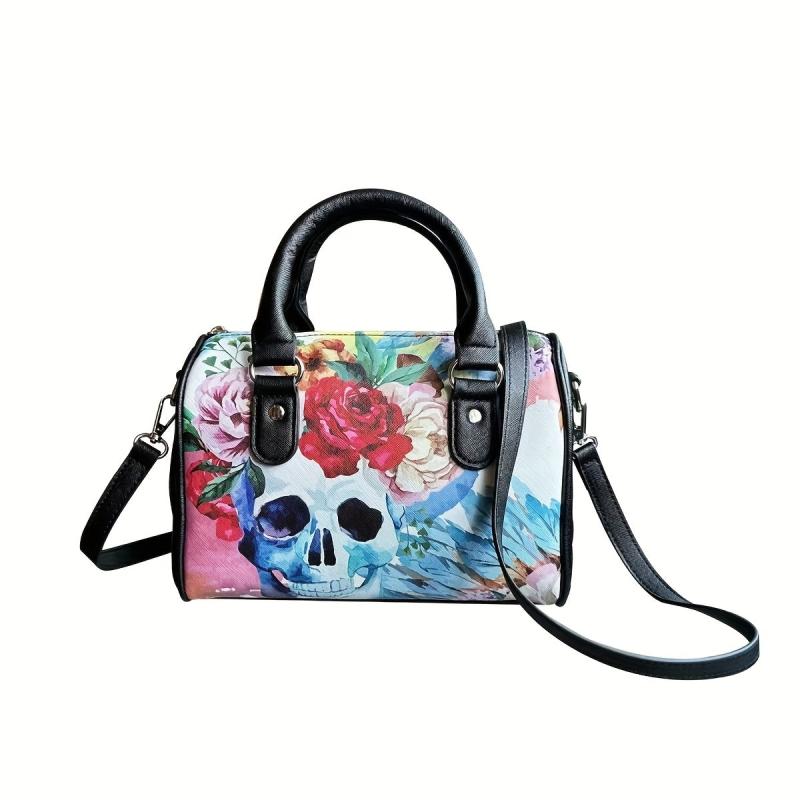 Halloween Skull Print Handbag Gothic Crossbody Bag