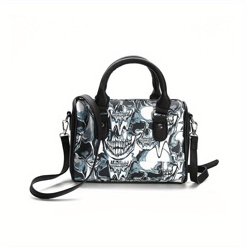Halloween Skull Print Handbag Gothic Crossbody Bag