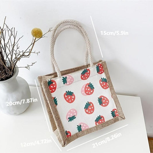 Strawberry Pattern Canvas Bag Women's Handbag