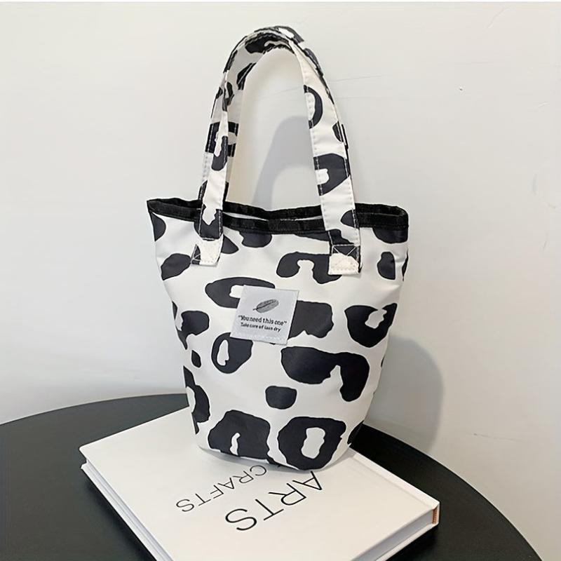 Cow Print Canvas Bucket Bag Lunch Box Bag