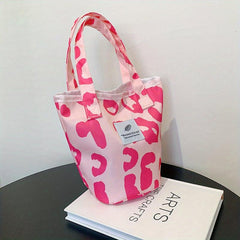 Cow Print Canvas Bucket Bag Lunch Box Bag
