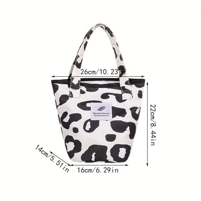 Cow Print Canvas Bucket Bag Lunch Box Bag