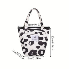 Cow Print Canvas Bucket Bag Lunch Box Bag