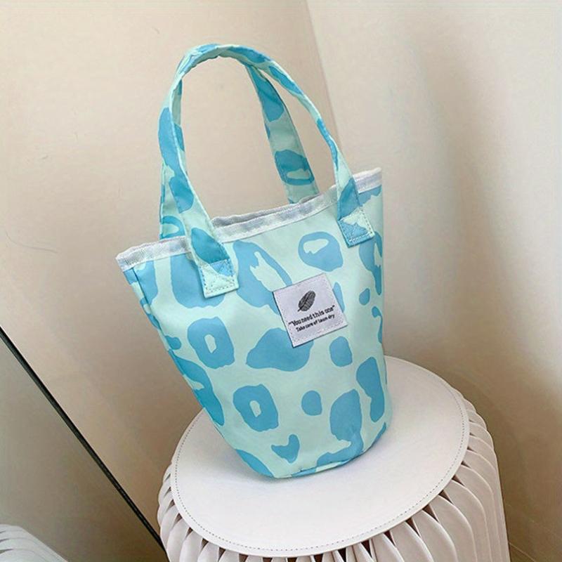 Cow Print Canvas Bucket Bag Lunch Box Bag