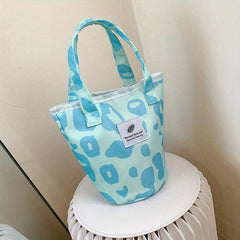 Cow Print Canvas Bucket Bag Lunch Box Bag
