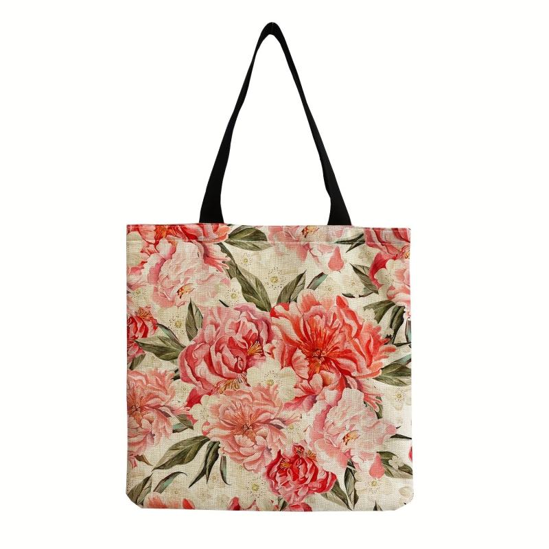 Rose Floral Embroidered Tote Bag Large Top Handle Bag Women's Every Shoulder Bag