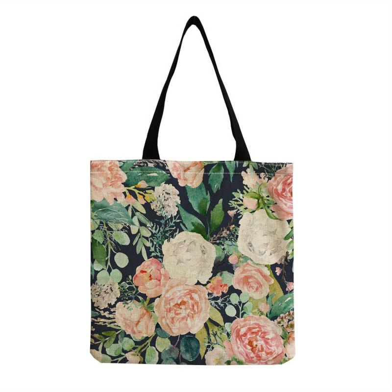 Rose Floral Embroidered Tote Bag Large Top Handle Bag Women's Every Shoulder Bag
