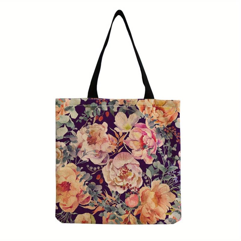 Rose Floral Embroidered Tote Bag Large Top Handle Bag Women's Every Shoulder Bag