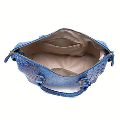 Crocodile Embossed Tote Bag Leather Satchel Purses Women's Travel Boston Bag