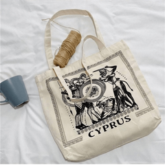 Vintage Greek Totem Graphic Tote Bag Canvas Shoulder Large Capacity Shopping