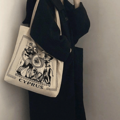 Vintage Greek Totem Graphic Tote Bag Canvas Shoulder Large Capacity Shopping