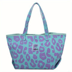 Leopard Pattern Canvas Tote Bag Large Capacity Shopping Bag For Women