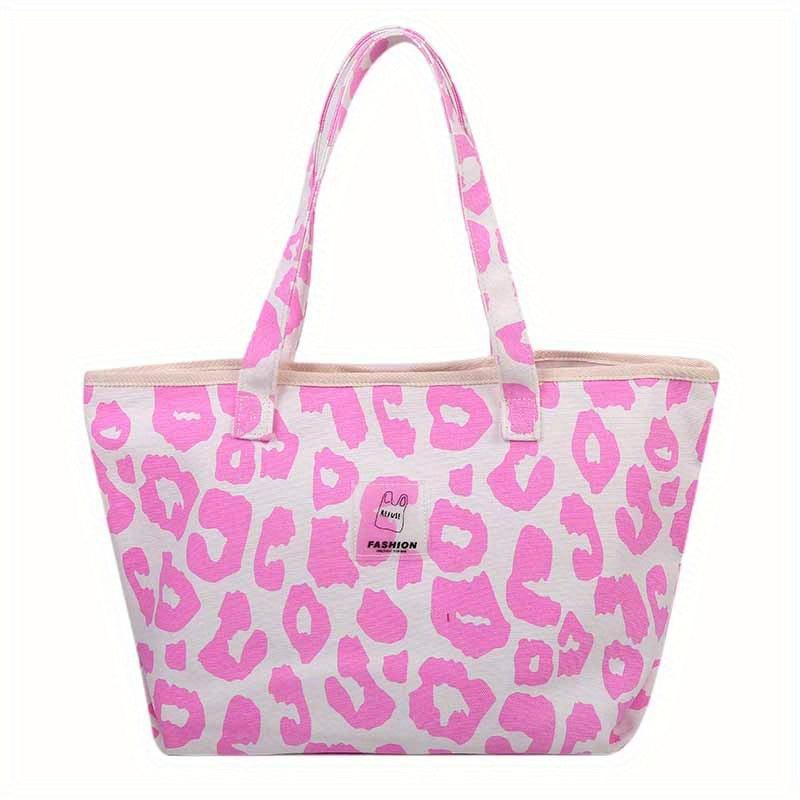 Leopard Pattern Canvas Tote Bag Large Capacity Shopping Bag For Women