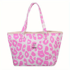 Leopard Pattern Canvas Tote Bag Large Capacity Shopping Bag For Women