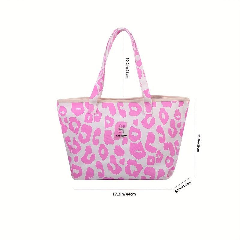 Leopard Pattern Canvas Tote Bag Large Capacity Shopping Bag For Women
