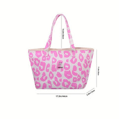 Leopard Pattern Canvas Tote Bag Large Capacity Shopping Bag For Women