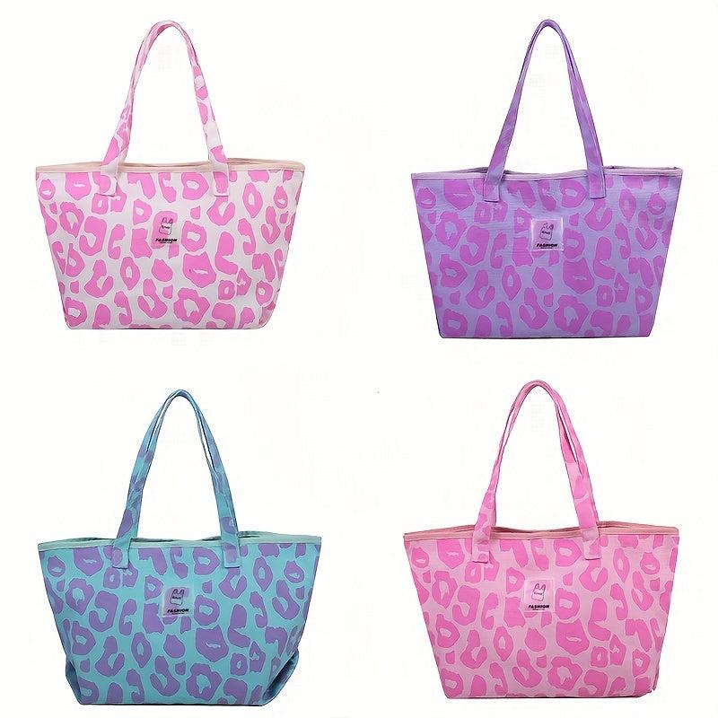 Leopard Pattern Canvas Tote Bag Large Capacity Shopping Bag For Women