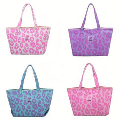 Leopard Pattern Canvas Tote Bag Large Capacity Shopping Bag For Women