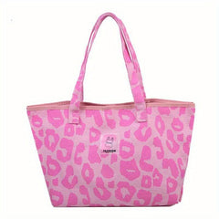 Leopard Pattern Canvas Tote Bag Large Capacity Shopping Bag For Women