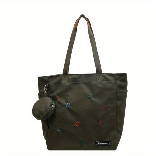 Colorful Letter Embroidered Tote Bag All Match Shoulder Bag