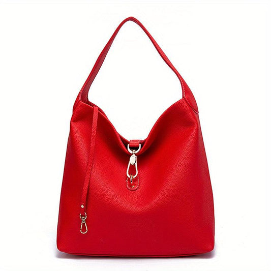 Lock Decor Tote Bag PU Leather Underarm Purse