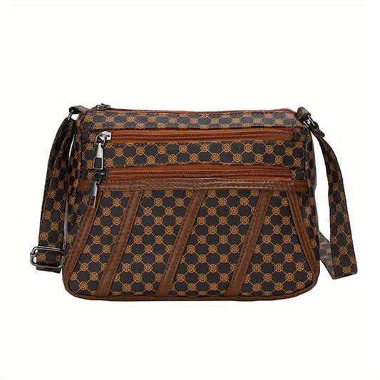 Vintage Crossbody Bag Women's PU Leather Zipper Purse