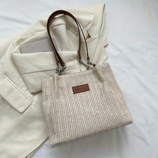 Boho Style Woven Straw Bag Large Capacity Tote