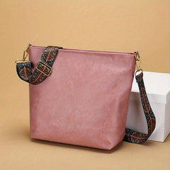 Large Tote Bag Faux Leather Shoulder Bag With Wide Strap Zipper Bag