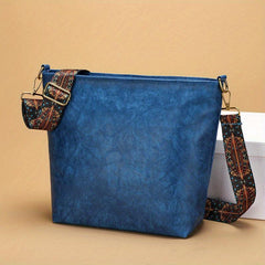 Large Tote Bag Faux Leather Shoulder Bag With Wide Strap Zipper Bag