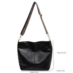 Large Tote Bag Faux Leather Shoulder Bag With Wide Strap Zipper Bag