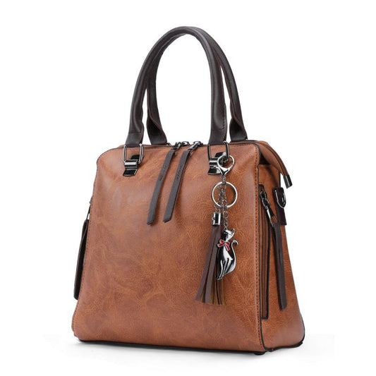 Vintage Tote Bag Satchel Shoulder Bag Tassel Decor