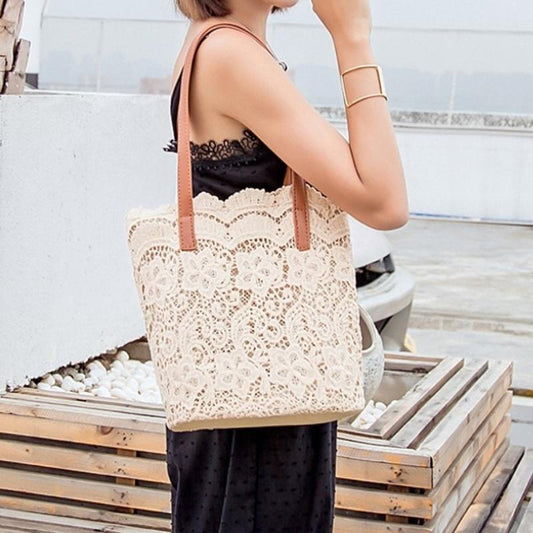 Women's Lace Flower Shoulder Bag Stylish Handbag for Travel