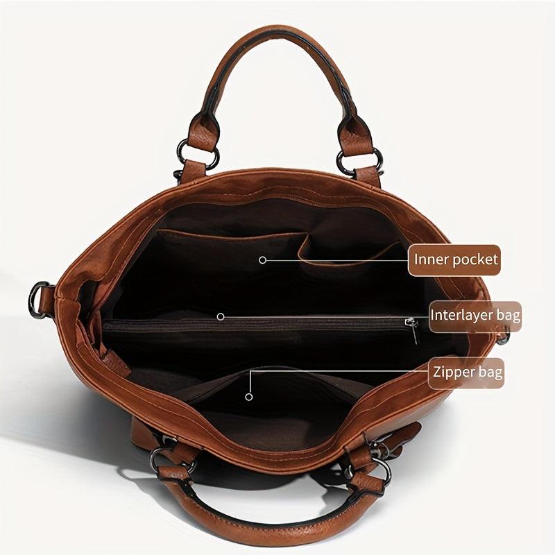 Classic Vintage Leather Women's Tote Handbag Messenger Bag