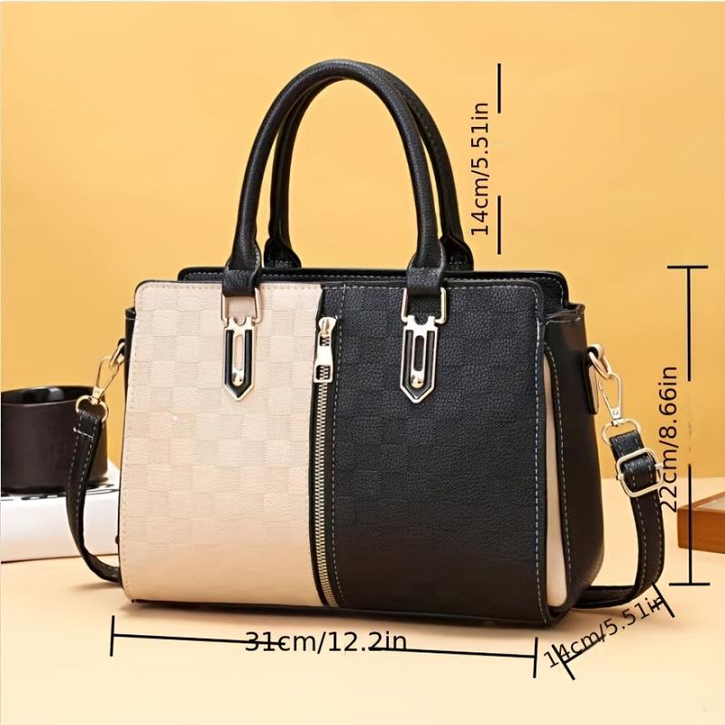 Plaid Embossed Large Crossbody Bag