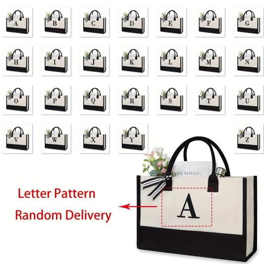 Initial Letters Canvas Tote Bag Wedding Party Gift Handbag Large Capacity