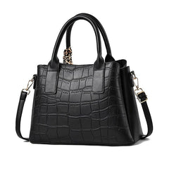 Crocodile Embossed Shoulder Bag Faux Leather Satchel