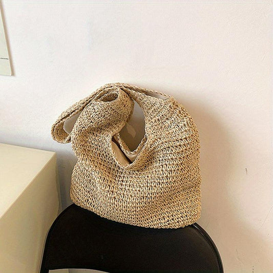 Boho Minimalist Shoulder Bag Woven Tote Beach Handbag