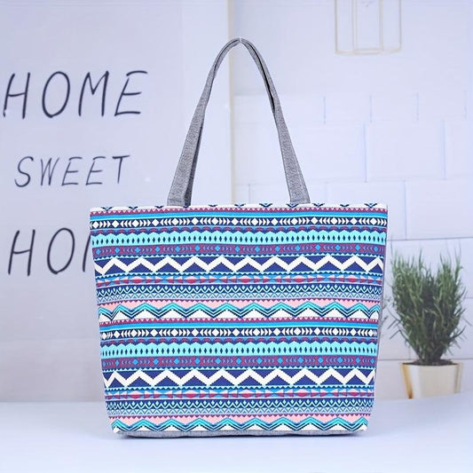 Rainbow Canvas Tote Bag Large Capacity Summer Beach Bag