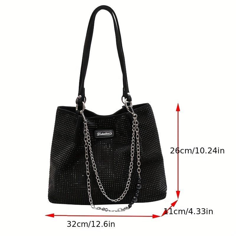 Rhinestone Tote Bag Chain Handbag Large Shoulder Bag