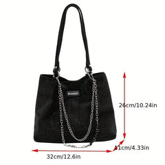 Rhinestone Tote Bag Chain Handbag Large Shoulder Bag