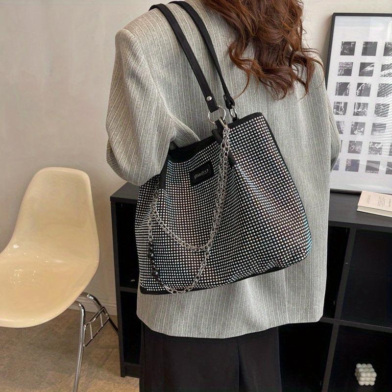 Rhinestone Tote Bag Chain Handbag Large Shoulder Bag