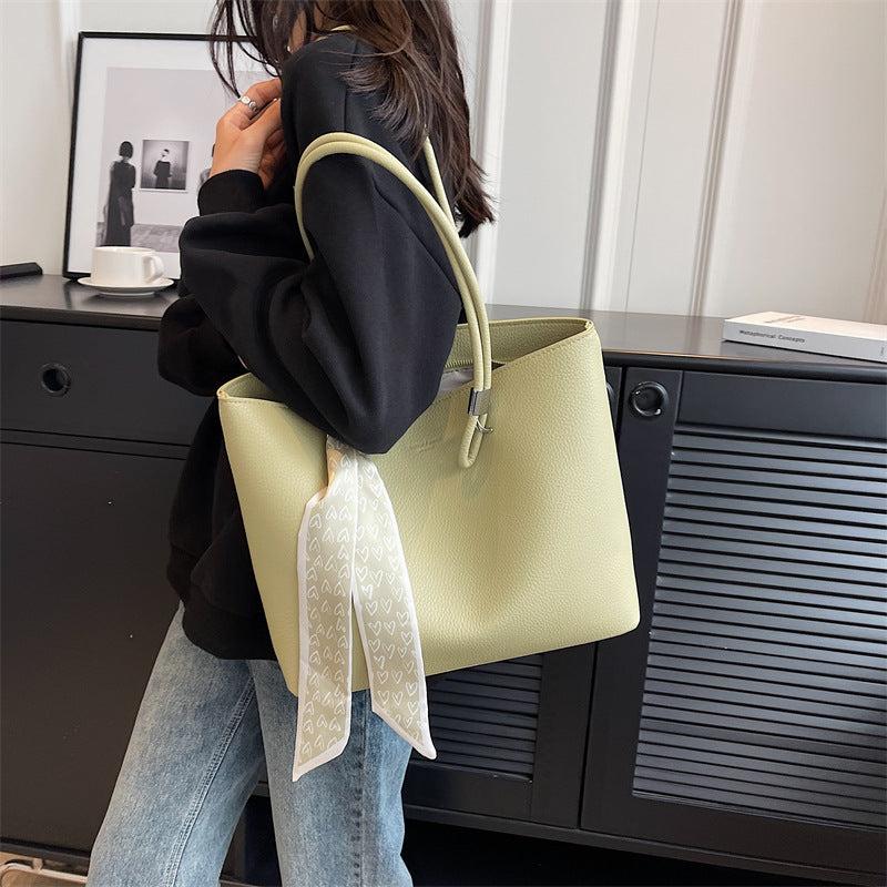 Minimalist Tote Bag Large Capacity PU Leather Handbag