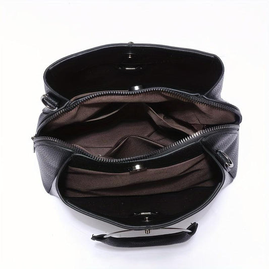 Round Handle Tote Bag PU Crossbody Satchel Purse