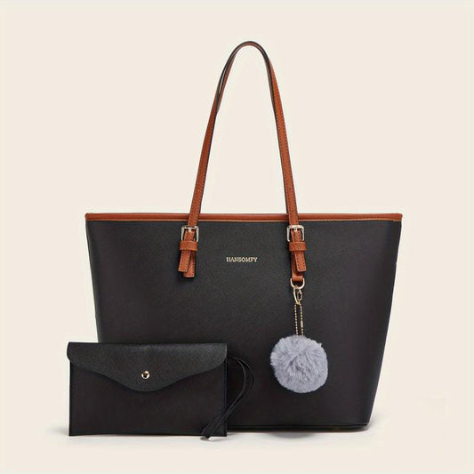 Large Capacity Solid Hobo Bag with Inner Pouch Casual Handbag