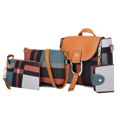 Women's Colorblock Bag Sets Classic Faux Leather Bags