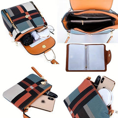 Women's Colorblock Bag Sets Classic Faux Leather Bags