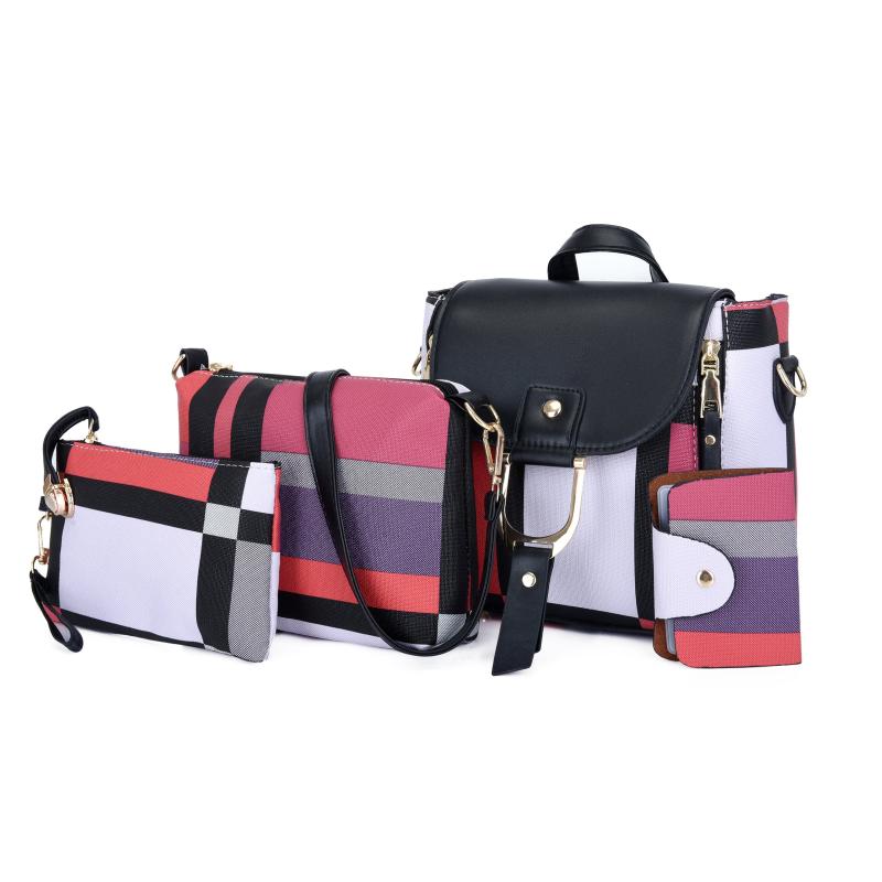 Women's Colorblock Bag Sets Classic Faux Leather Bags