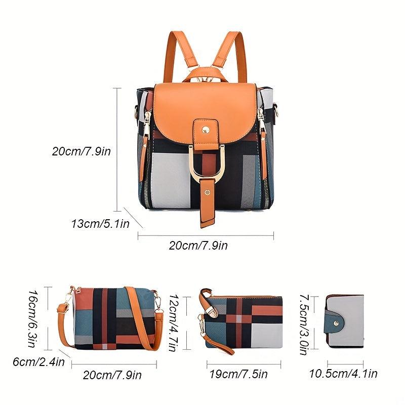 Women's Colorblock Bag Sets Classic Faux Leather Bags