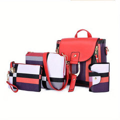 Women's Colorblock Bag Sets Classic Faux Leather Bags